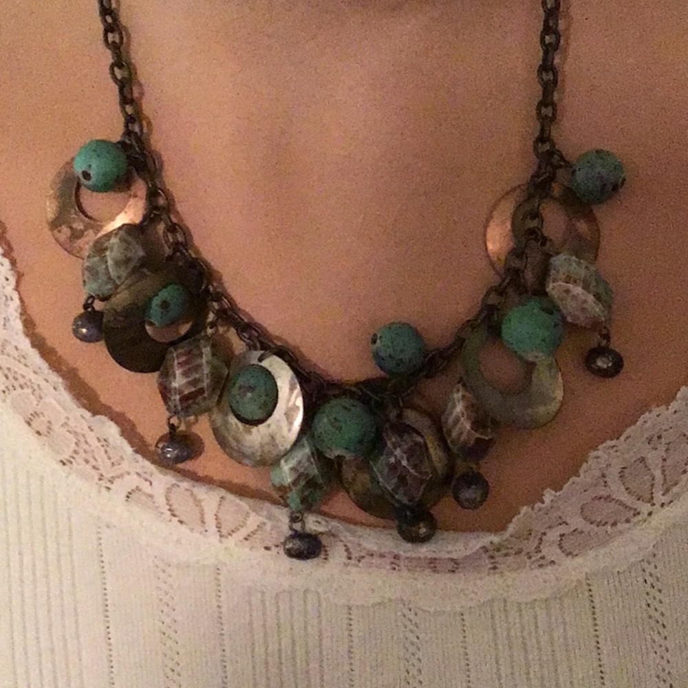 NECKLACE, MIXED BEADS AND METALS